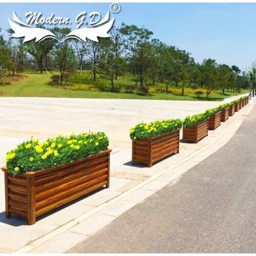 Outdoor flower pot square street planting box aluminum alloy planter