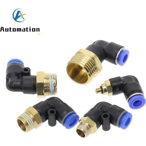 Air Pneumatic Pipe Connector 10mm 8mm 6mm 12mm OD Hose Tube 1/8" 1/4" 3/8" 1/2" BSPT Male Thread L Shape Gas Quick Joint Fitting