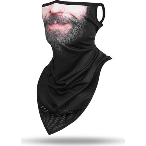 1PCS Velvet Hanging Ear Triangle Scarf Printed Mesh Fabric Breathable Sports Face Masks Windproof Cycling Headwear