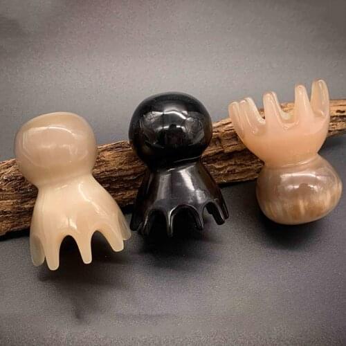 1Pcs Natural Yak Horn Octopus Comb Head Meridian Scraping Scalp Massage Brush