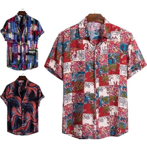 2021 Fashion Mens Short Sleeve Hawaiian Shirt Fast Drying Summer Casual Floral Men Beach Shirts Turn Down Collar Blouses Tops