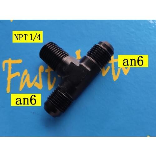 3 way 9/16-18unf thread AN6 6AN to 1/4"NPT Flare Tee On Branch Aluminum Fitting Adapter