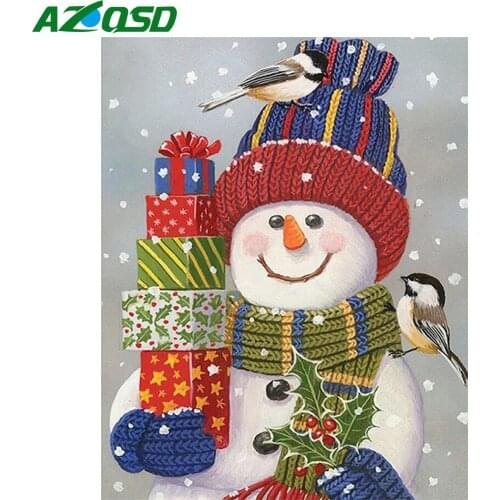 AZQSD Diy Diamond Painting Snowman Full Square Drill Home Decoration Diamond Embroidery Scenery Cross Stitch Kits Needlework