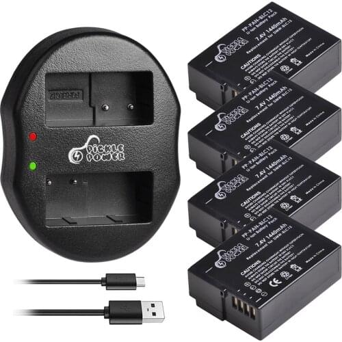4pcs DMW-BLC12PP BLC12E DMW-BLC12 Battery & LED Dual Charger for Panasonic Lumix DMC FZ1000 FZ200 FZ300 G85 G5 G6 G7 GH2 GX8