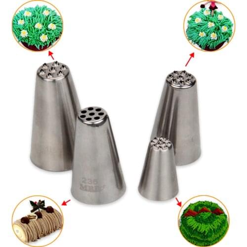 Free Shipping MRF 4pcs/set Stainless Steel Cake Decorating Grass/Hairs Nozzles HB233-235