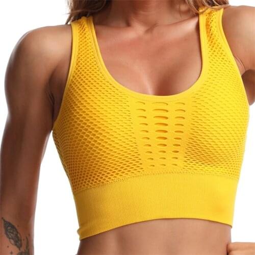 Seamless Sports Bra Sexy Mesh Breathable Sports Top Push Up Bra For Women Fitness Sports Underwear Female Running Yoga Bra