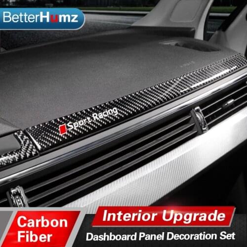 Betterhumz Car Interior Carbon fiber Dashboard navigation Decorative Strips outlet stickers For Audi A4 A5 (2017-2018)