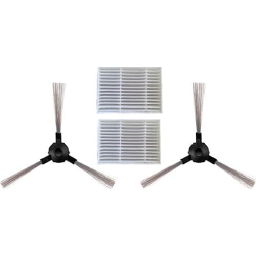 2x Robotic Vacuum Cleaner Side Brush and 2x Robot HEPA filter for Kitfort KT504 Panda X600 pet Midea VCR15 MR04 series