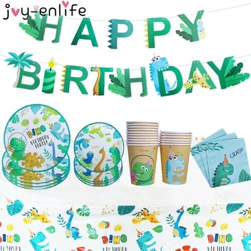 Dinosaur Theme Party Dinosaur Disposable Tableware Set Balloon Kids Boy Birthday Party Decoration Jungle Party Baby Shower Favor