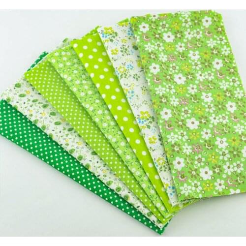 Booksew Nice Green Color Cotton Fabric Pre-cut for Beginners Practice Textile Patchwork Tildas Sewing Telas Floral Fat Quarter