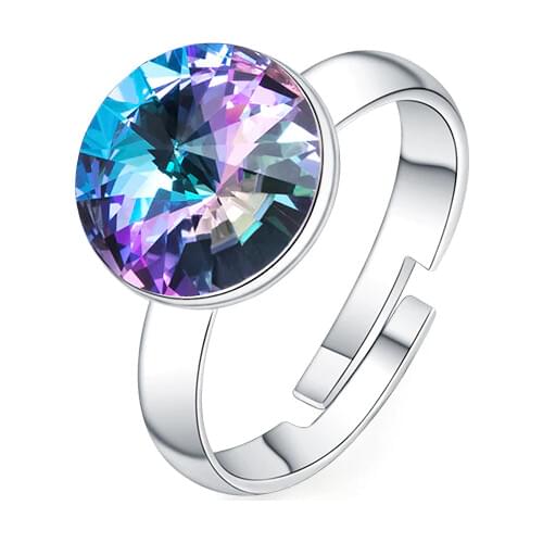 Hot Finger Rings Crystals From Swarovski- Trendy Round RIVOLI Stone Rings For Women Elegant Party Wedding Jewelry Romantic Gift