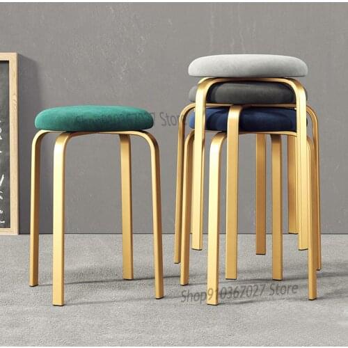 Nordic Round Stool Living Room Can Accommodate High Stools Soft Sitting Restaurant Dining Stool Simple Economical Leather Stool