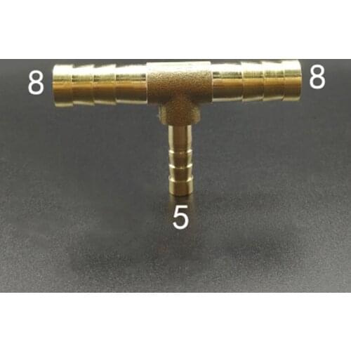 Brass Hose Barb Reducer Fitting Tee 3 Way Splitter 8-5-8mm Water Gas