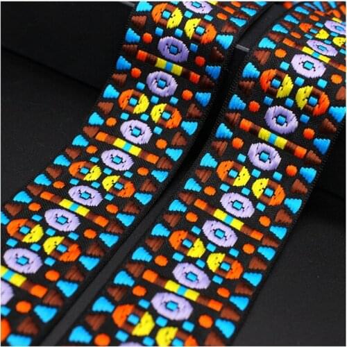 5Yards 4.7cm National Style Embroidery Lace Trim Ribbon Jacquard Webbing Clothing Accessories Hand Bags Decorative Curtain Lace