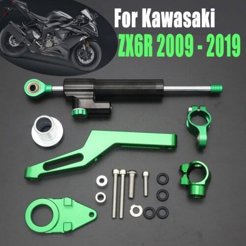 Motorcycle Set of Steering Stabilizer Damper and Mounting Bracket For Kawasaki ZX6R 2009 - 2019