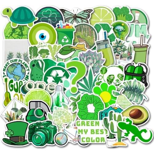 50PCS Stickers Green Environmental Protection Waterproof Vsco Girls Stickers For On Laptop PC Phone Suitcase Luggage Toy Sticker