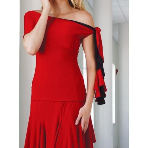 Slanted shoulder Strapless modern dance Latin dance performance top T17009