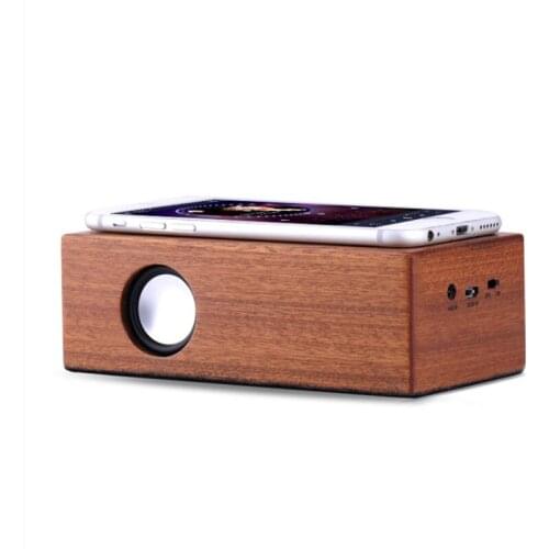 New wireless music mini smart box wooden wireless induction bluetooth speaker in Sapeli wood color