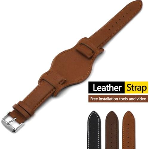 Vintage Genuine Leather Watch Strap Band 18 20 22mm Watchband With Mat Black Brown Coffee Wrist Bracelets for Men Watches
