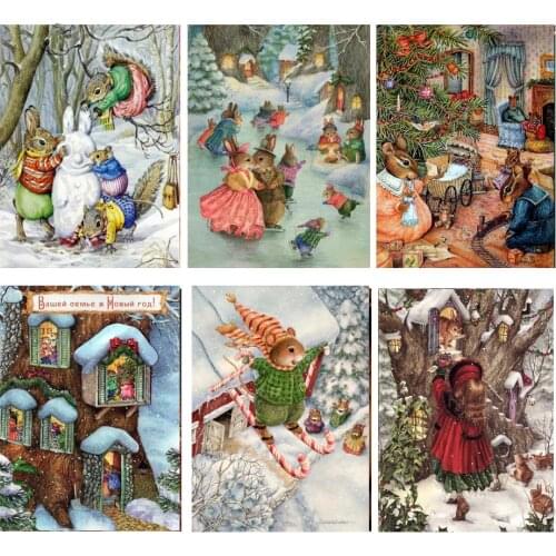 Christmas diamond painting Cross Stitch cute rabbit pictures 5 d diy Diamond embroidery Full square round mosaic puzzle 3d N779