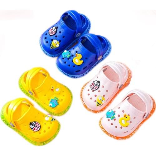 Childrens Garden Shoes Summer Baby Boys Girls Cartoon sandals Flat Heels Solid Cartoon Slippers Non-Slip Beach Slippers 1-4Y