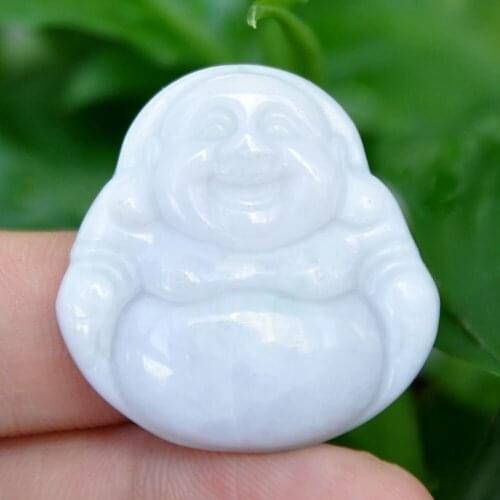Certified Natural "Grade A" Light green Jadeite Jade Pendant ~Maitreya Buddha