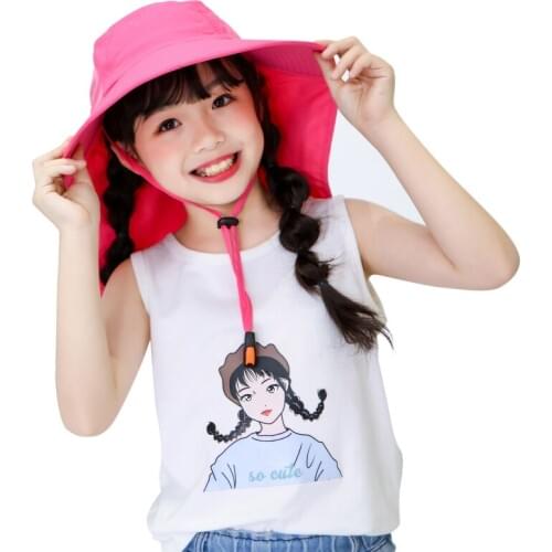 Children Sun Hat Wide Brim Kids Bucket Cap Summer Beach Sunscreen Caps Girls Boy Fashion Outdoor Travel Casual Fisherman Hats