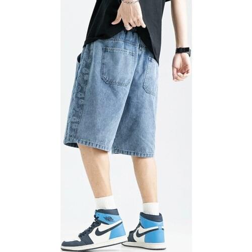 Summer Mens Denim Jeans Shorts High Quality Straight Denim Shorts Male Casual Fashion Loose Half Pants Long Oversize Clothing