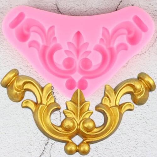 Baroque Relief Border Silicone Molds Scroll Leaves Fondant Cake Decorating Tools Cupcake Topper Candy Chocolate Gumpaste Moulds