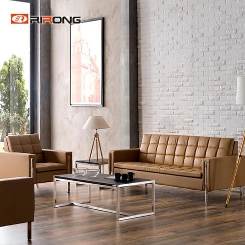 Modern Mnaufacture Leather Colorful Office Home Living Room Reception Area Furniture Yellow Black Sofa Coffee Table Set