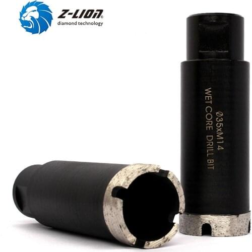 Z-LION Diamond Drilling 35mm Diameter 1 Piece M14 Connection Wet Core Drill Bit Stone Concrete Diamond Crown Hole Saw