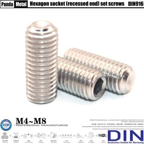 304 stainless steel hexagon socket (recessed end) set screw DIN916 cup type hexagon socket screw A2 specification M4M5M6M8