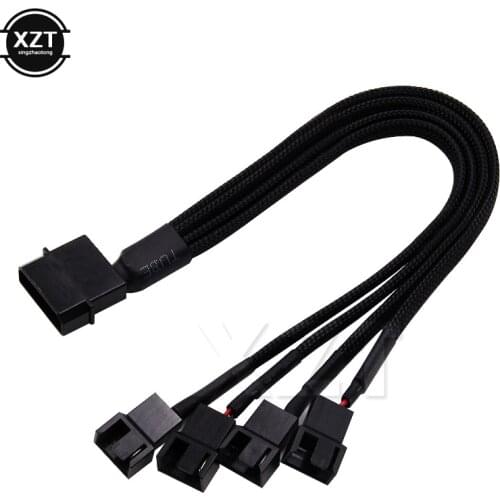 10pcs 4pin IDE Molex to 4 Port Cooler Cooling Fan 3/4Pin Splitter Power Supply Cable Plug Computer Connector Cable Black Sleeved