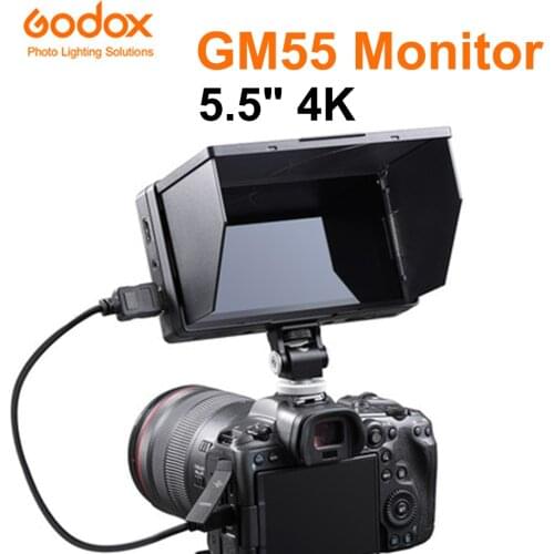 Godox GM55 4K Monitor 5.5 Inch on Camera DSLR 3D LUT Touch Screen IPS FHD 1920x1080 Video 4K-HDMI Field Monitor Dslr