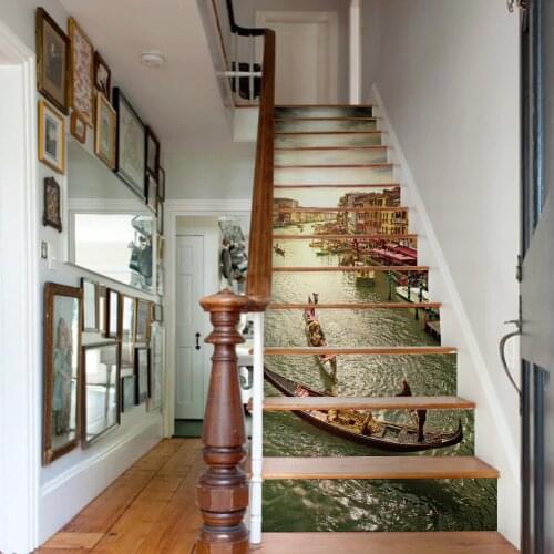 Colomac 3d 13pcs waterproof stair floor stickers renovation river pattern living room DIY home decor poster stairway sticker