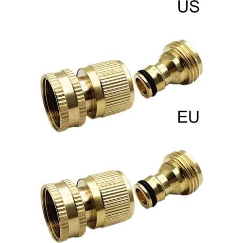 1 Set Quick Connect 3/4 inch Hose Connector Brass Easy Fitting Quick Disconnect Hose Fittings Male and Female Garden Supplies