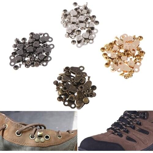 10 Sets Boot Lace Hooks Lace Fittings With Rivets For Outdoor Hiking Camping Climb Accessories