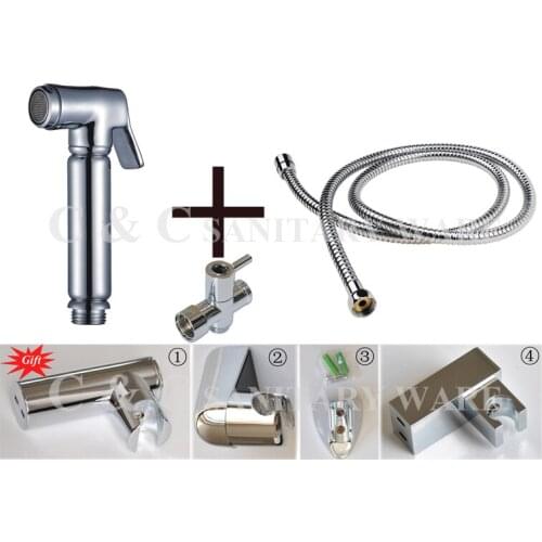 100% Quality Assurance! Wall Mounted Chrome Shattaf Bidet Toilet Seat Shower Spray With Brass T-adapter - Free Shipping A2009ST