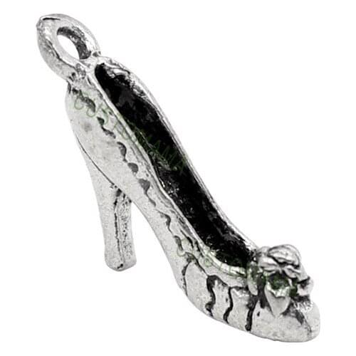100pcs-Antique Tibetan Silver 3D High Heel Shoe Charms Pendant 17x14mm