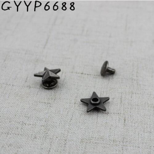 100pcs old silver Pentagram cover rivet Head Copper Feet Solid Rivets Fasteners Leather Crafts Bags shoes Studs 50pcs