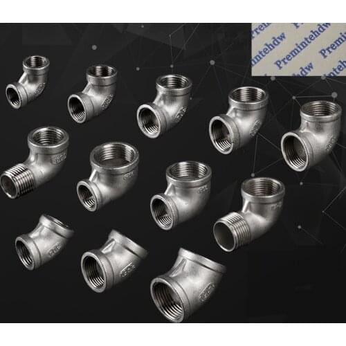 2Pcs/Lot 304 Stainless Steel Cast 1/4" 1/2" 3/4" 1" Elbow 45 90 Degrees Connector Pipe Fitting Male Female Thread Reducer