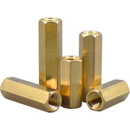 30pcs M2.5 hexagon brass pillar isolation post support column outer hex double pass brassiness screw case bolt 6mm-25mm length