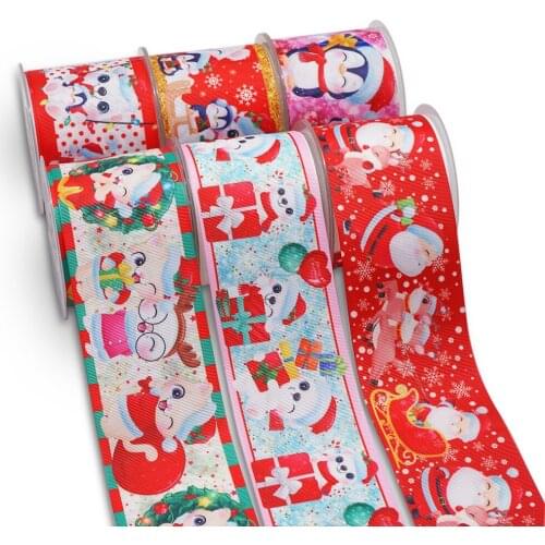 Choshim accessories 10 Yards Per Size Christmas Ribbon Printed Grosgrain Ribbon DIY Bow Bag Material 56961