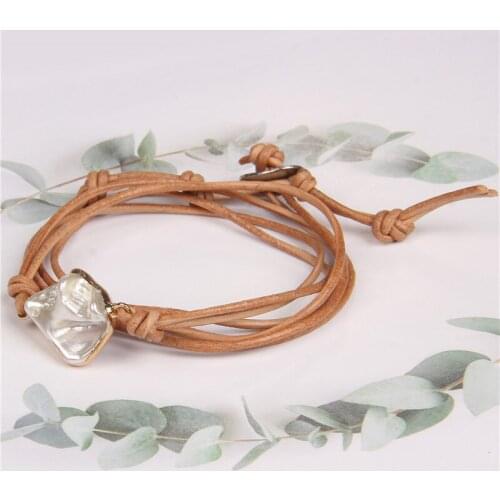 Irregular Fashion Pearl Charms Bracelet Adjustable Wax Rope Cord Bangles Shell Pearls Bracelet Women Men Female Jewelry Gifts