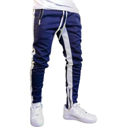 Fashion New Tide Casual Zipper Sports Trousers Mens Small Feet Long Pants Elasticity Men Pencil Pants Stacked Sweatpants