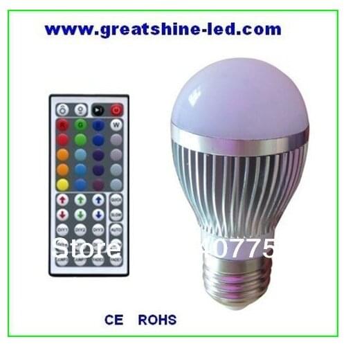Ce&rohs IR remote 3in1 RGB 1X3W E27 led bulb used for restaurants and pubs