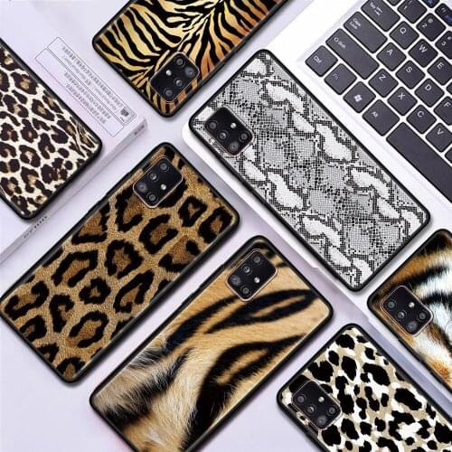 Tiger Leopard Print Case for Samsung Galaxy A51 A71 A21s A31 A12 A41 A11 A51 A02s A42 A01 A32 5G A91 Black TPU Phone Bag Cover