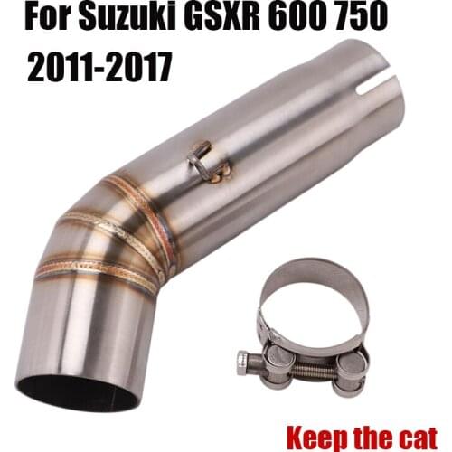 For Suzuki GSXR600 750 2011-2017 Exhaust Mid Pipe Escape Link Tube Stainless Steel Connect Section Slip On Catalyst Motorcycle
