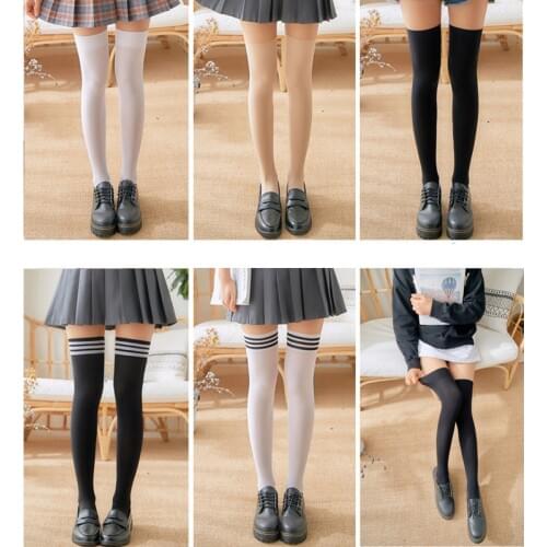 Girls Student School Socks Fashion Stockings Casual Thigh High Over Knee High Socks Girls Womens Female Long Knee Sock