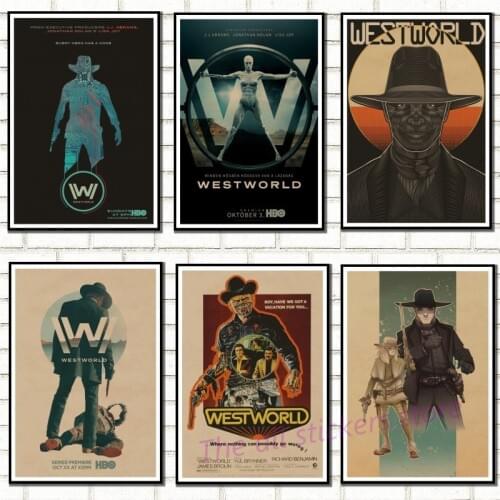 Hbo Westworld vintage Posters.Westworld retro Poster Retro Kraft Paper Bar Cafe Home Decor Painting Wall Sticker/8007